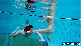 Hot Russian girls swimming in the pool